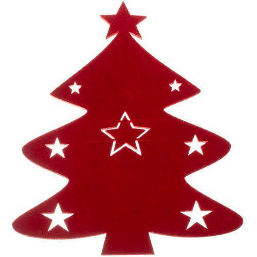 Bestecktasche Besteckhalter Tannenbaum Weihnachten Tischdeko Rot Filz 12 Stück 22304