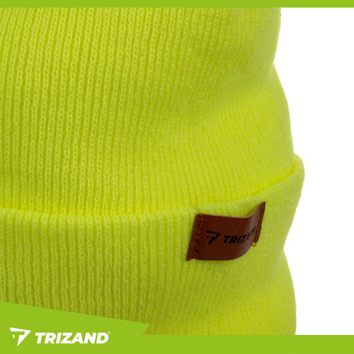 Beanie Mütze Stirnlampe USB aufladbar 4 LED Wintermütze Unisex Acryl neongelb