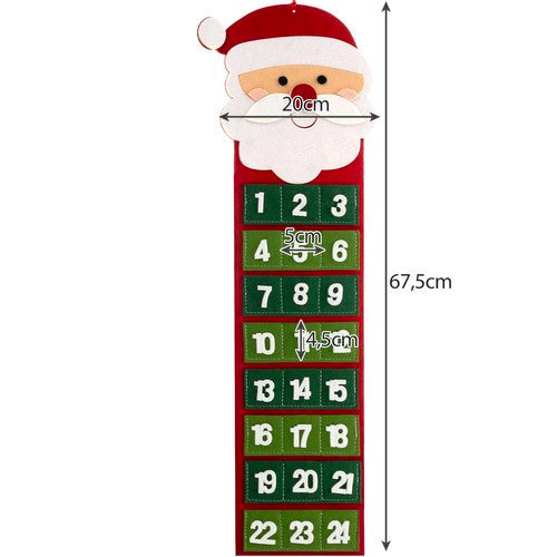 Adventskalender für Kinder Leer Personalisierbar Weihnachtsmann Groß DIY Zum Befüllen und Aufhängen Weihnachtsdekoration Adventszeit Filz 22252