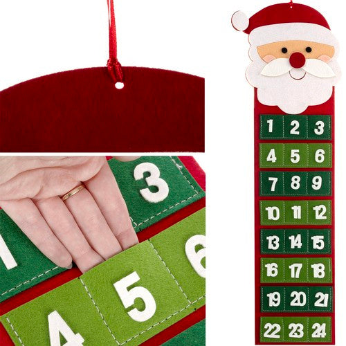 Adventskalender für Kinder Leer Personalisierbar Weihnachtsmann Groß DIY Zum Befüllen und Aufhängen Weihnachtsdekoration Adventszeit Filz 22252