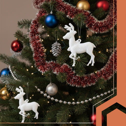 Weihnachtsbaum Anhänger mit Schnur Rentier Baumschmuck Weiß 9 Stück 22517