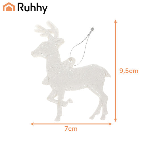 Weihnachtsbaum Anhänger mit Schnur Rentier Baumschmuck Weiß 9 Stück 22517