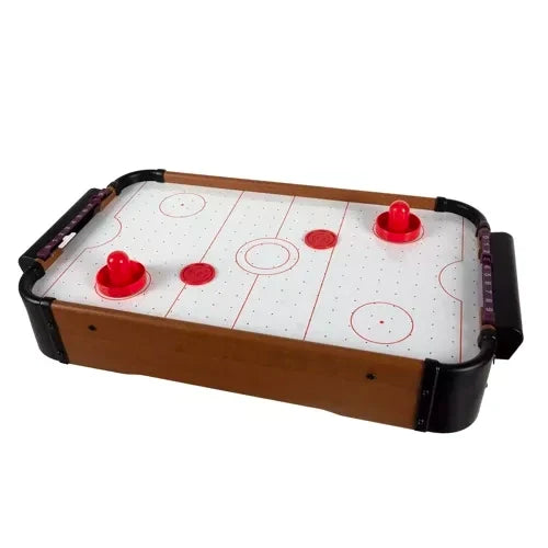 Airhockeytisch Kinder Mini Tischspiel Holz Kunststoff Filz 31x56x9,5 cm 8xAA
