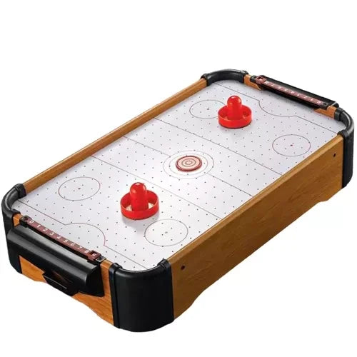 Airhockeytisch Kinder Mini Tischspiel Holz Kunststoff Filz 31x56x9,5 cm 8xAA