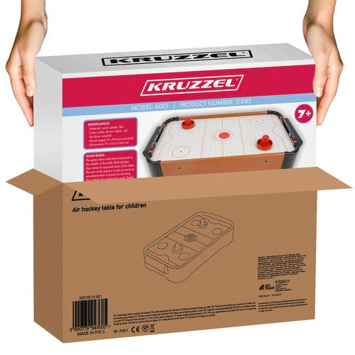 Airhockeytisch Kinder Mini Tischspiel Holz Kunststoff Filz 31x56x9,5 cm 8xAA