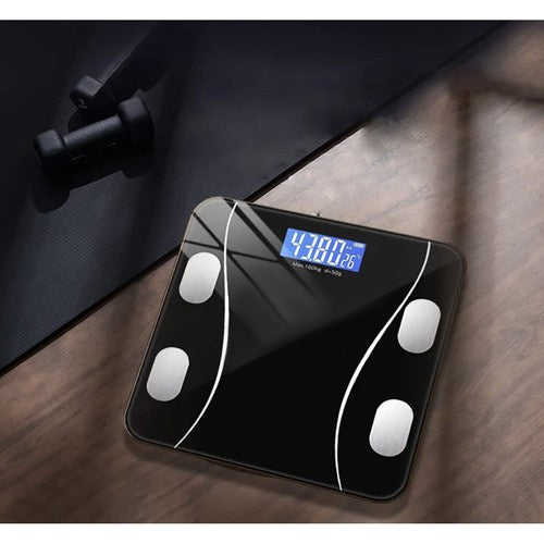 Personenwaage Bluetooth Analysewaage LCD 180 kg Glas schwarz 8in1 Badezimmer