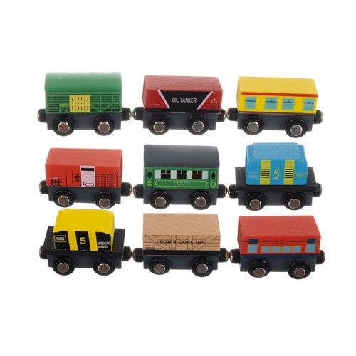 Holzeisenbahn Magnetbahn Holz Zugset 3 Lokomotiven 9 Waggons Organizer Regal