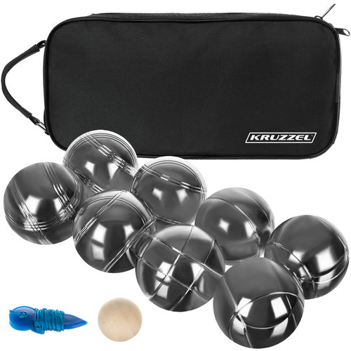 Boule Set 8 Kugeln mit Hülle 720 g 73 mm 1 Holzball Maßschnur chromiert Koffer
