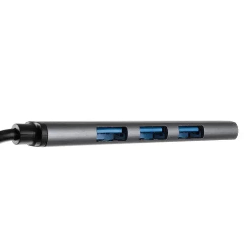 USB-Hub 4 Port 1x USB 3.0 3x USB 2.0 Aluminium Adapter Plug and Play Kompakt Grau