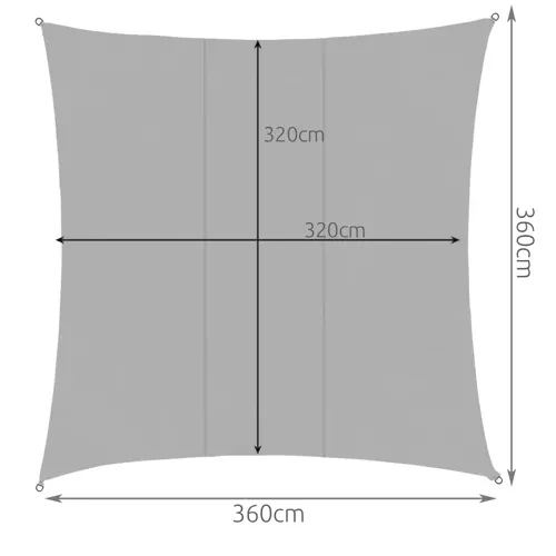 GARDLOV 23164 Sonnensegel 3,6x3,6 m grau