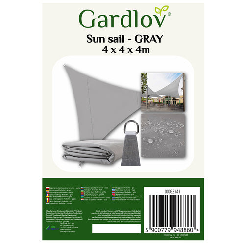 GARDLOV 23141 Sonnensegel 4x4x4 m grau