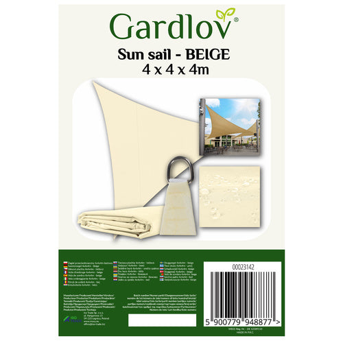 Sonnensegel Dreieckig 4x4x4 m für zuverlässigen Sonnenschutz Wasserdicht inkl. Befestigung Garten Strand Camping 23142, Farbe:Beige