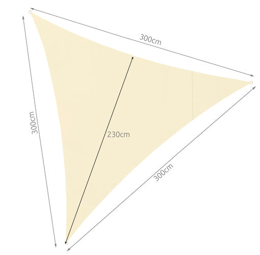 Sonnensegel Dreieckig 3x3x3 m für zuverlässigen Sonnenschutz Wasserdicht inkl. Befestigung Garten Strand Camping 23146, Farbe:Beige