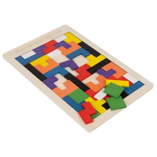 Holzpuzzle Lernpuzzle für Kinder Holz 40 Teile mehrfarbig 27 x 18 cm mit Sockel