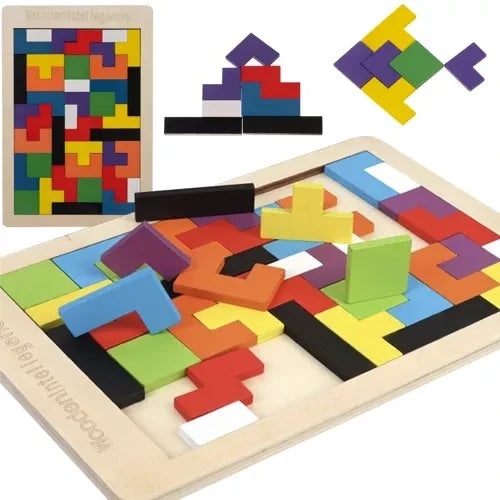 Holzpuzzle Lernpuzzle für Kinder Holz 40 Teile mehrfarbig 27 x 18 cm mit Sockel