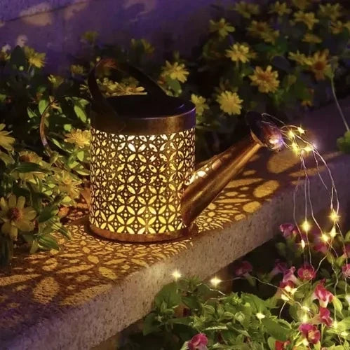 Solar-Gießkanne Gartenleuchte LED Dekorativ Warmweiß 60 LEDs Dämmerungssensor