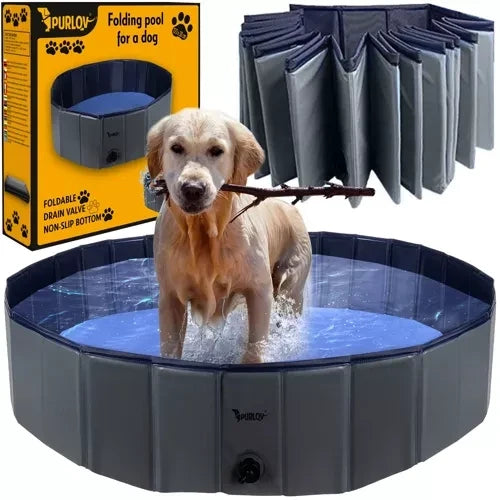 Purlov 23831 Faltbares Hundebad 120 x 30 cm, blau-grau