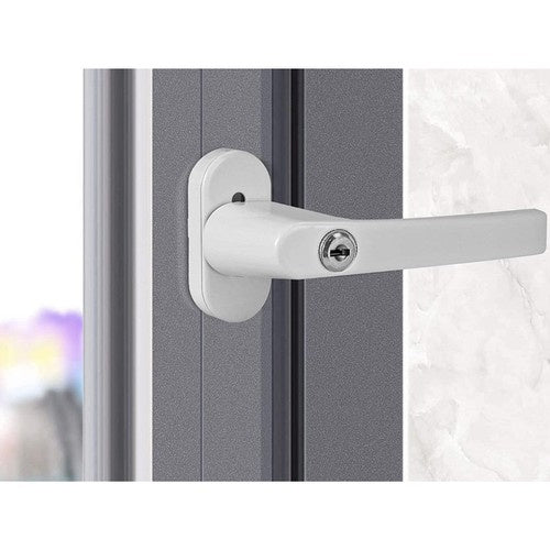 Abschließbarer Fenstergriff universal weiß mit Schlüssel für Balkonfenster