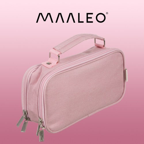 Federmäppchen groß rosa 2 Fächer erweiterbar mit Griff Polyester 23 cm Kinder