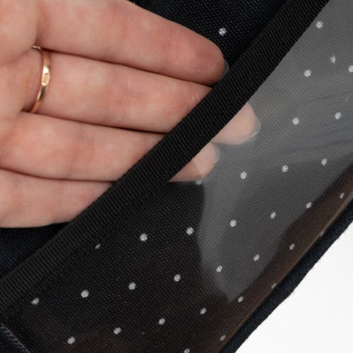 Federmäppchen Schwarz mit weißen Punkten 3 Fächer Griff Schule Büro Kinder 24 cm