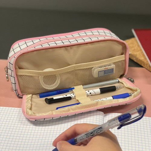 Dreifach faltbares Federmäppchen – kariert Maaleo24514