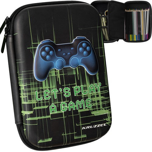 Federmäppchen Gaming EVA 3 Fächer Schwarz Kinder Schule Tablet Hülle 8,5 Zoll