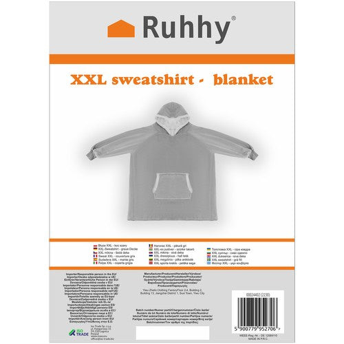 XXL-Sweatshirt - graue Decke Ruhhy 24402