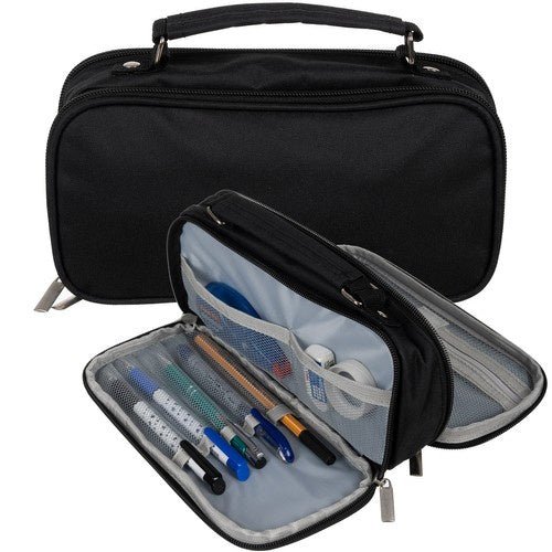 2 - teiliges Federmäppchen erweiterbar mit zwei Fächern schwarz - Easy2sell - Deluxe