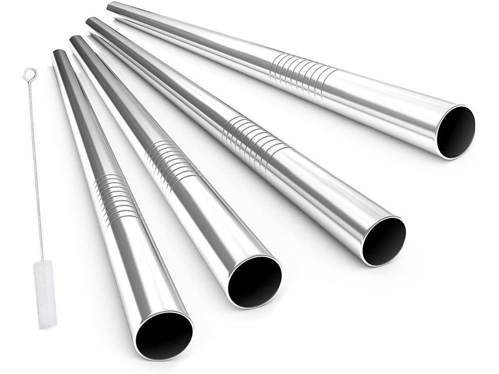 10 x Edelstahl Strohhalme mit Reinigungsbürste Trinkhalme Wiederverwendbar