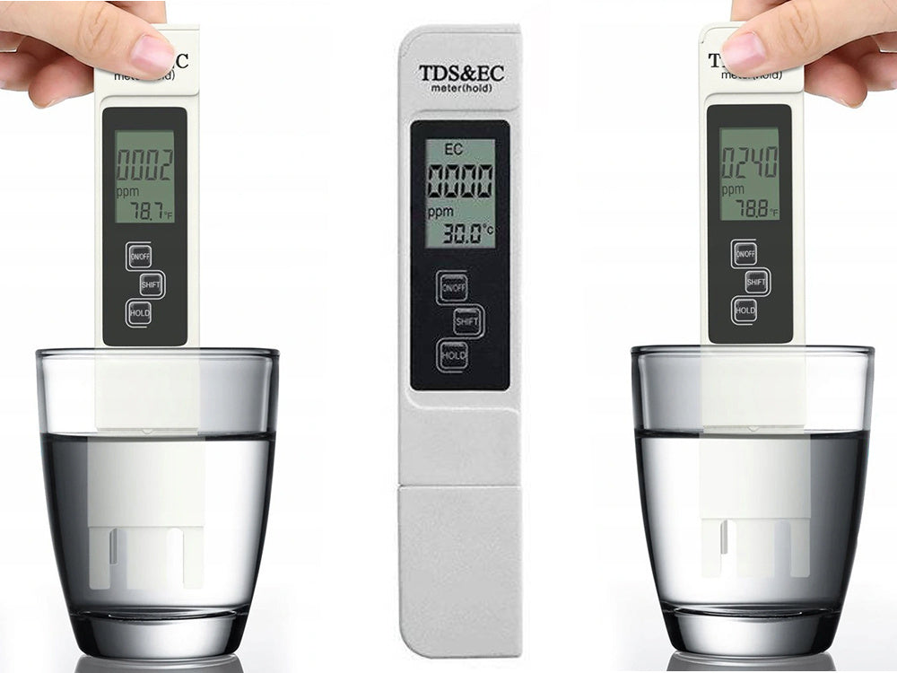 TDS Messgerät EC Leitfähigkeitsmessgerät Wasserqualität Temperatur HOLD µS/cm