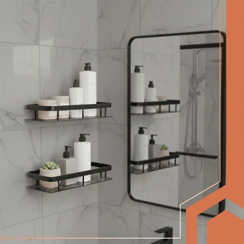2er Set Badezimmerregal mit Wandmontage Schwarz - Easy2sell - Deluxe