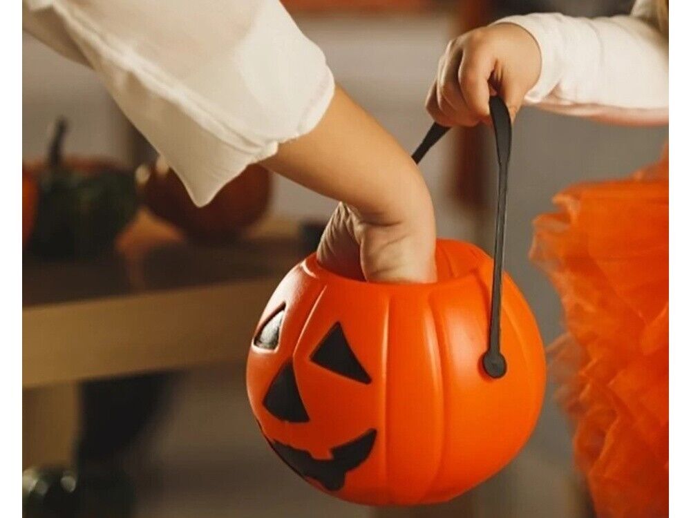 2x Halloween Eimer mit Deckel, Henkel Kürbis Deko Süßes Süßigkeit Sammeln Kinder - Easy2sell - Deluxe