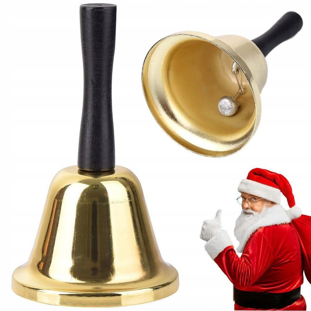2x Tischglocke Weihnachtsglocke Handglocke Hotelglocke Nikolaus Glocke in Gold - Easy2sell - Deluxe