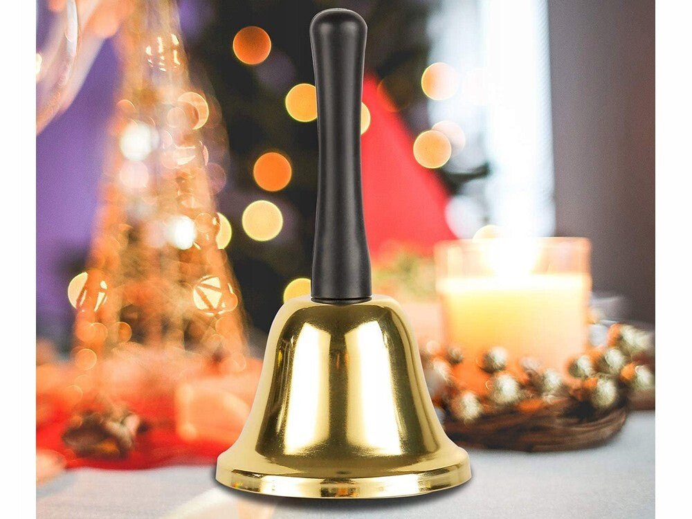 2x Tischglocke Weihnachtsglocke Handglocke Hotelglocke Nikolaus Glocke in Gold - Easy2sell - Deluxe