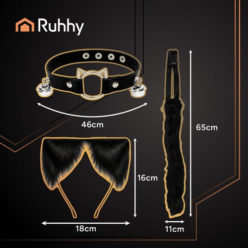 3 - teiliges Katzen - /Fuchskostüm, schwarz, Ruhhy 26587 - Easy2sell - Deluxe