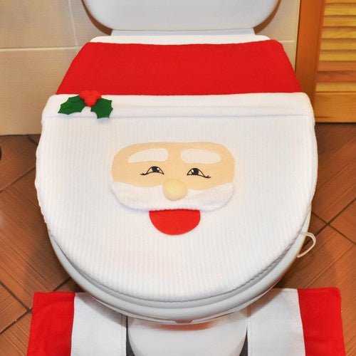 3 - teiliges Weihnachtsset für das Badezimmer mit Antirutsch - Funktion in Rot, Weiß, Grün - Easy2sell - Deluxe