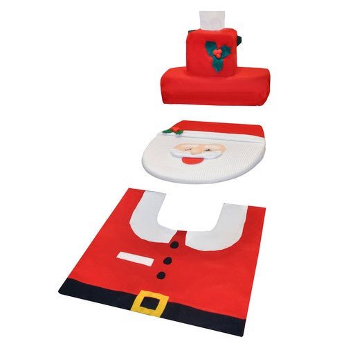 3 - teiliges Weihnachtsset für das Badezimmer mit Antirutsch - Funktion in Rot, Weiß, Grün - Easy2sell - Deluxe