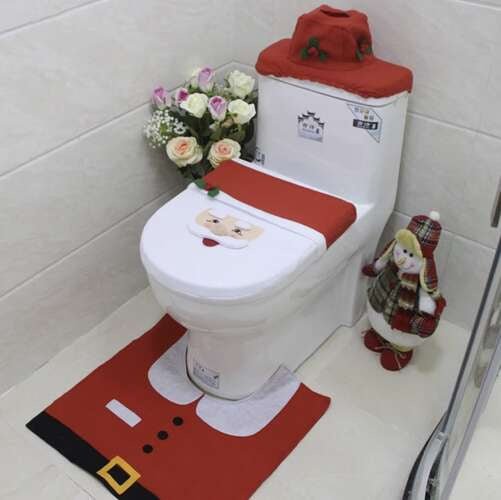 3 - teiliges Weihnachtsset für das Badezimmer mit Antirutsch - Funktion in Rot, Weiß, Grün - Easy2sell - Deluxe