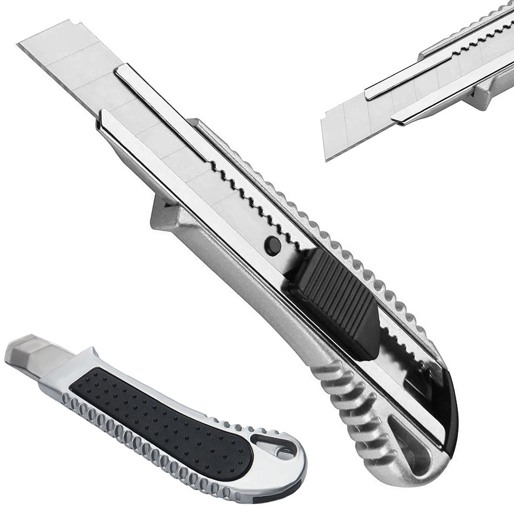Tapeziermesser 18 mm Abbrechklinge Metall Gummigriff Universalmesser Aluminium