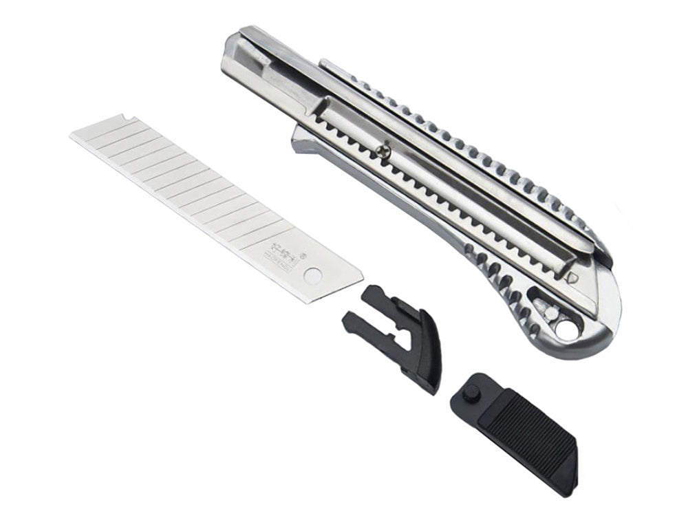 Tapeziermesser 18 mm Abbrechklinge Metall Gummigriff Universalmesser Aluminium