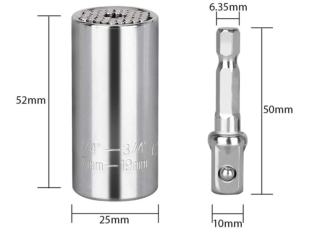 Universal-Steckschlüssel 7-19 mm CrV Sechskant Stecknuss Adapter für Bolzen