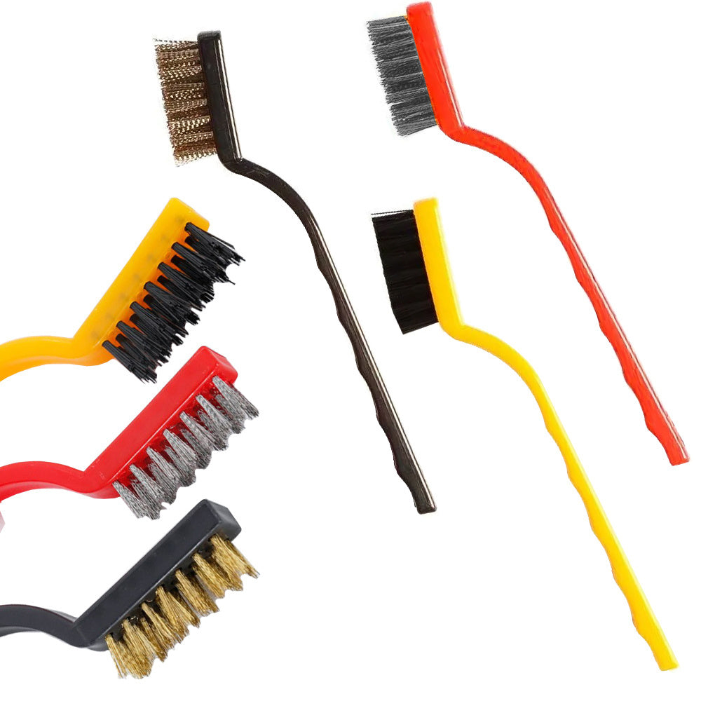 3-teiliges Drahtbürsten-Set, Stahl, Nylon, Messing, ergonomischer Kunststoffgriff, 16 cm