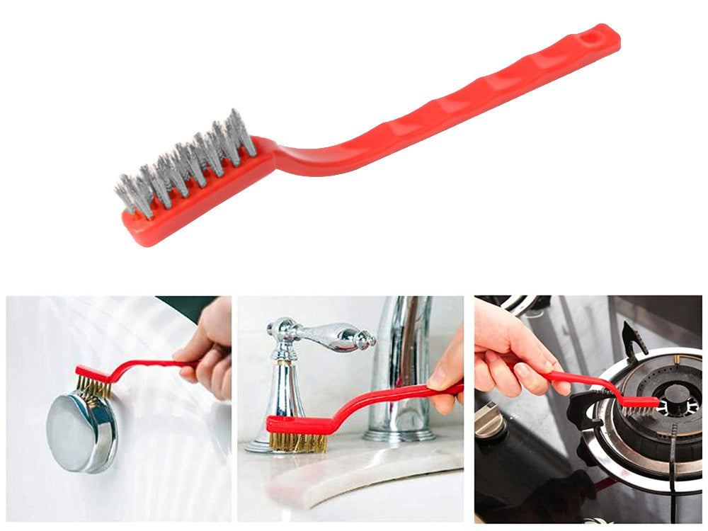 3-teiliges Drahtbürsten-Set, Stahl, Nylon, Messing, ergonomischer Kunststoffgriff, 16 cm