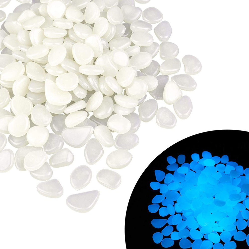 Leuchtsteine fluoreszierend 100 Stück weiß 2 cm Kieselsteine Garten Dekor