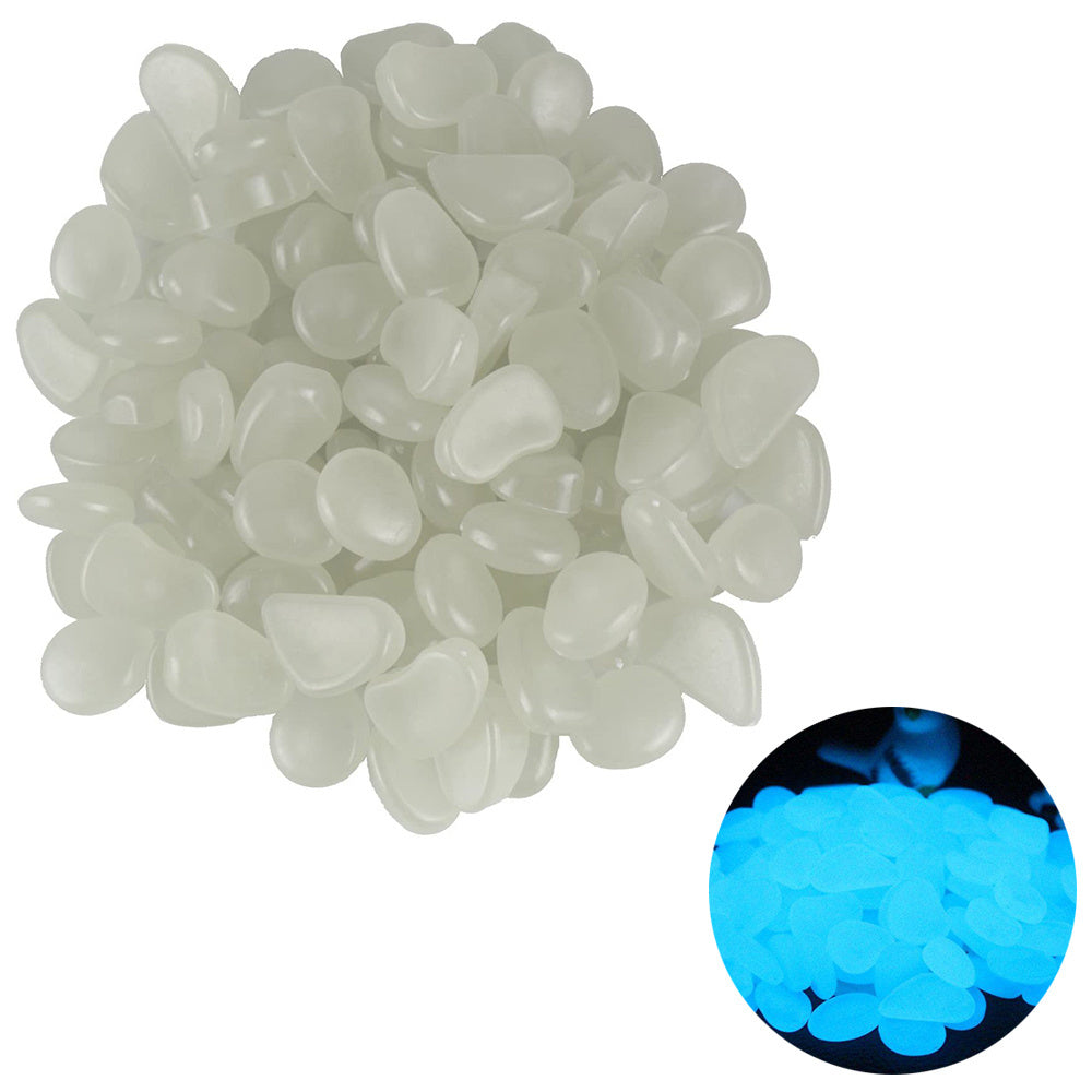Leuchtsteine fluoreszierend 100 Stück weiß 2 cm Kieselsteine Garten Dekor