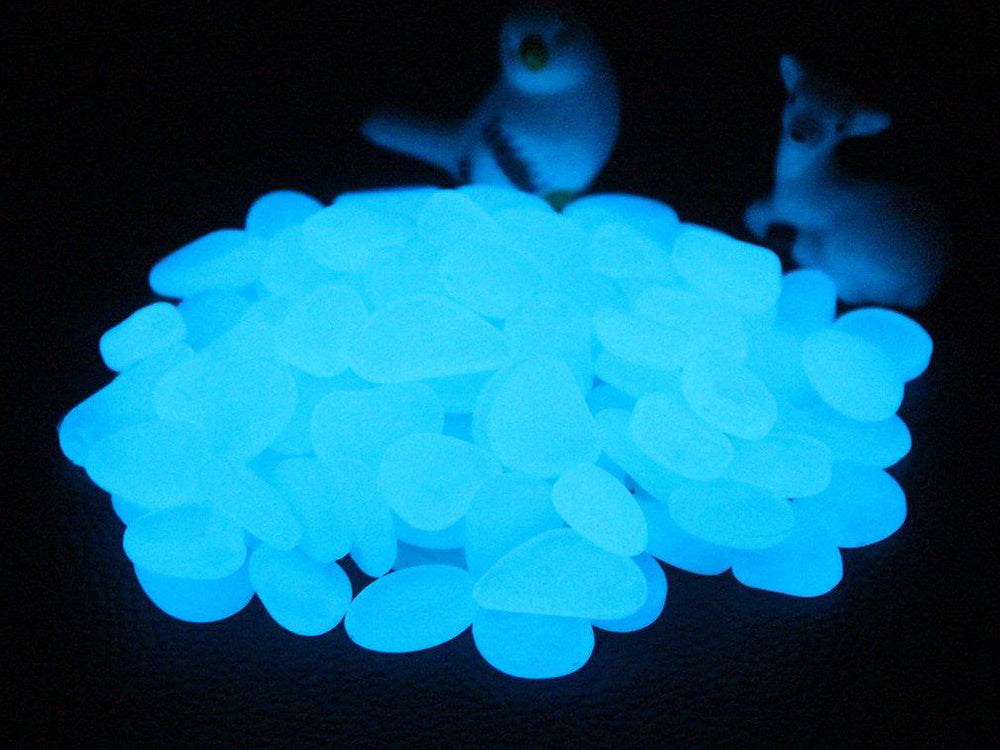 Leuchtsteine fluoreszierend 100 Stück weiß 2 cm Kieselsteine Garten Dekor