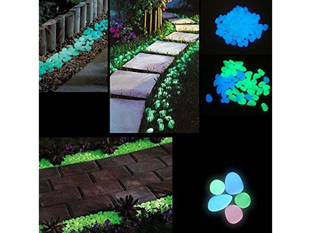 Leuchtsteine fluoreszierend 100 Stück weiß 2 cm Kieselsteine Garten Dekor