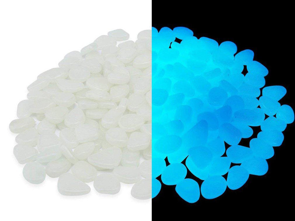 Leuchtsteine fluoreszierend 100 Stück weiß 2 cm Kieselsteine Garten Dekor