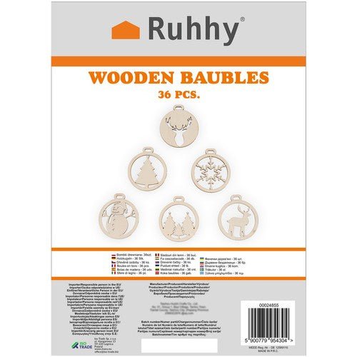 36 Holzkugeln unzerbrechlich für Weihnachtsbaum braun/beige - Easy2sell - Deluxe