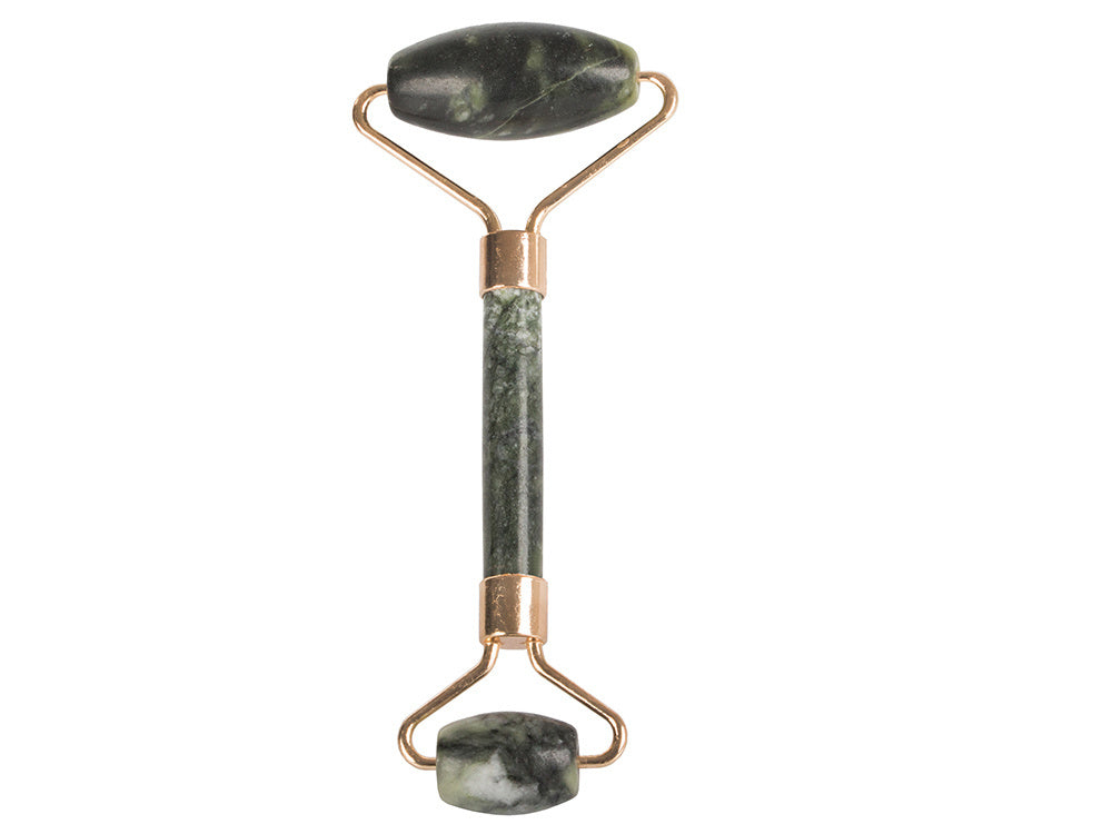 Jade Roller Gesichtsmassagegerät für Gesicht und Hals aus Jadestein grün Set